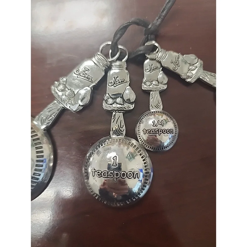 Jam Measuring Spoons, Stainless, Embossed With Fruit,‎ 4 pcs.